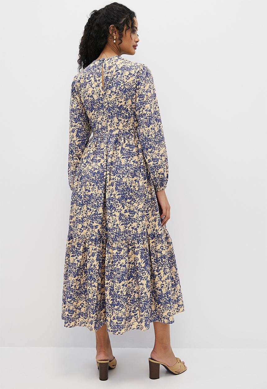 MILLA - Trim detail midi dress - blue print
