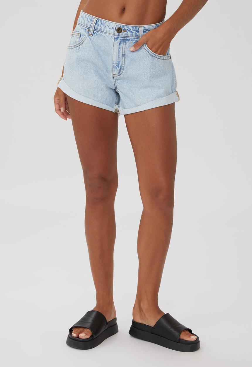 Cotton On - Mid relaxed denim short - salty blue