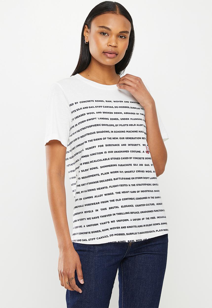G-STAR - Stripe text tee - milk
