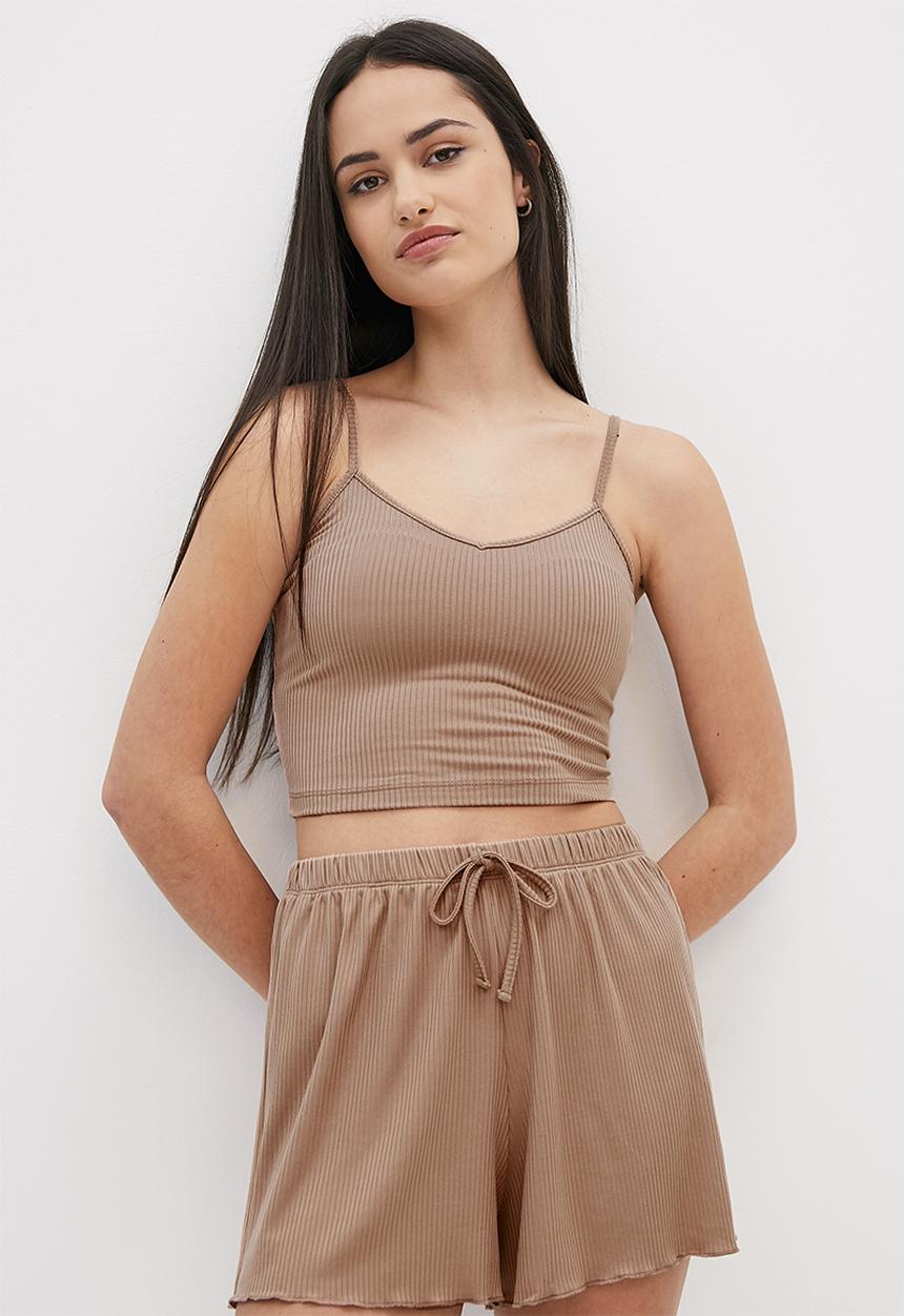 Blake - Rib cami/short sleep set - makeup