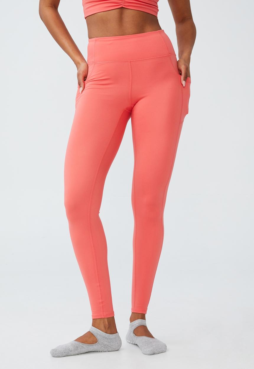 Cotton On - Ultra soft booty lift pocket full length tight - coral burst