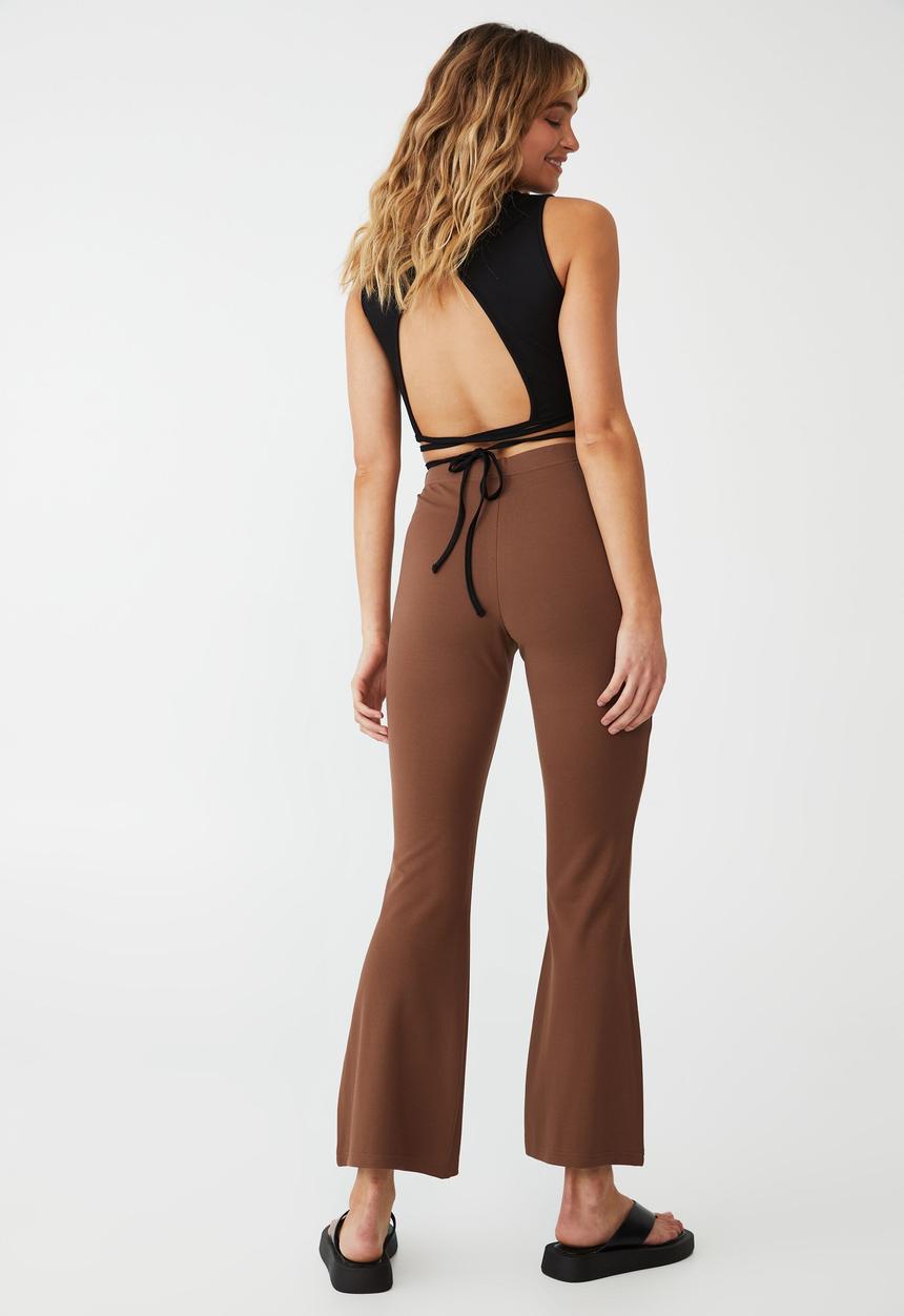 Cotton On - Petite pull on flare pant - acorn