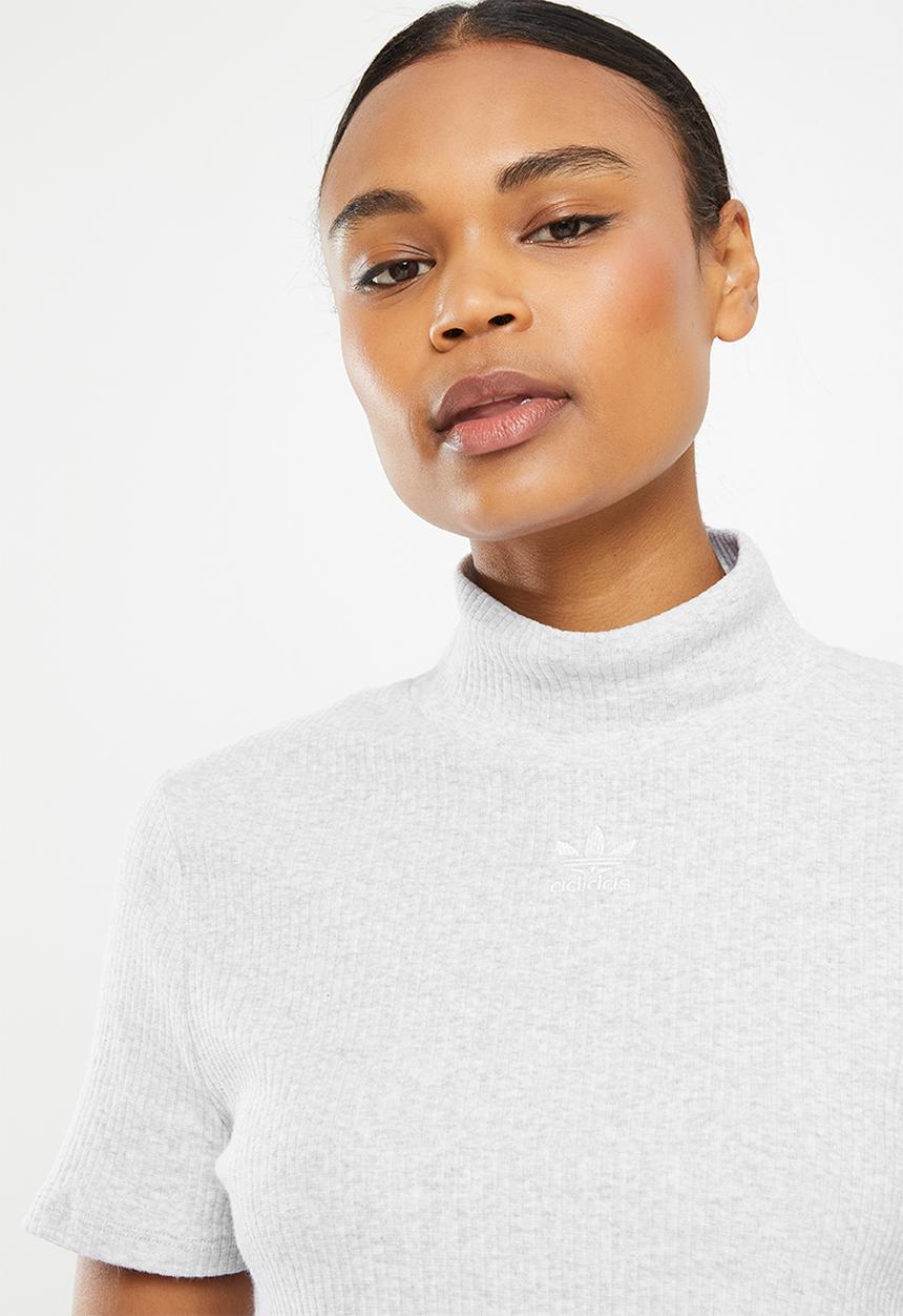 adidas Performance - Rib crop short sleeve tee w - light grey heather