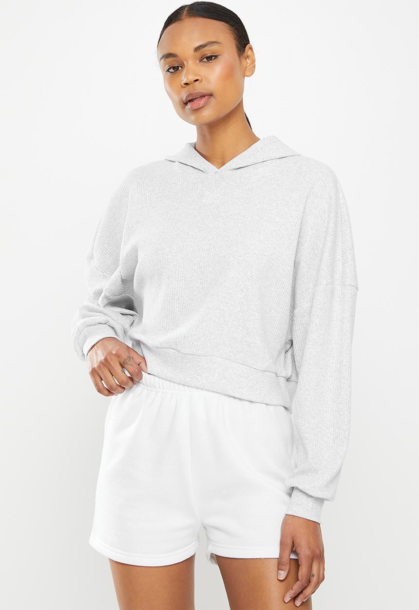 adidas Performance - Rib crop hood w - light grey heather