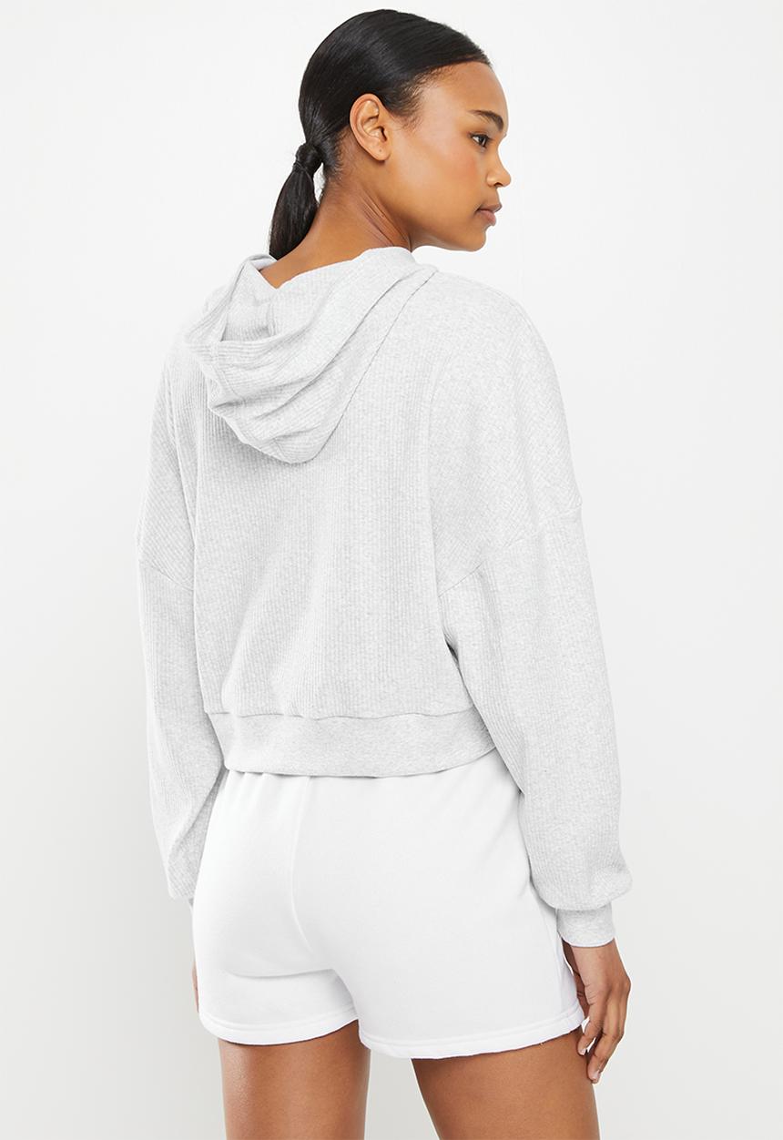 adidas Performance - Rib crop hood w - light grey heather
