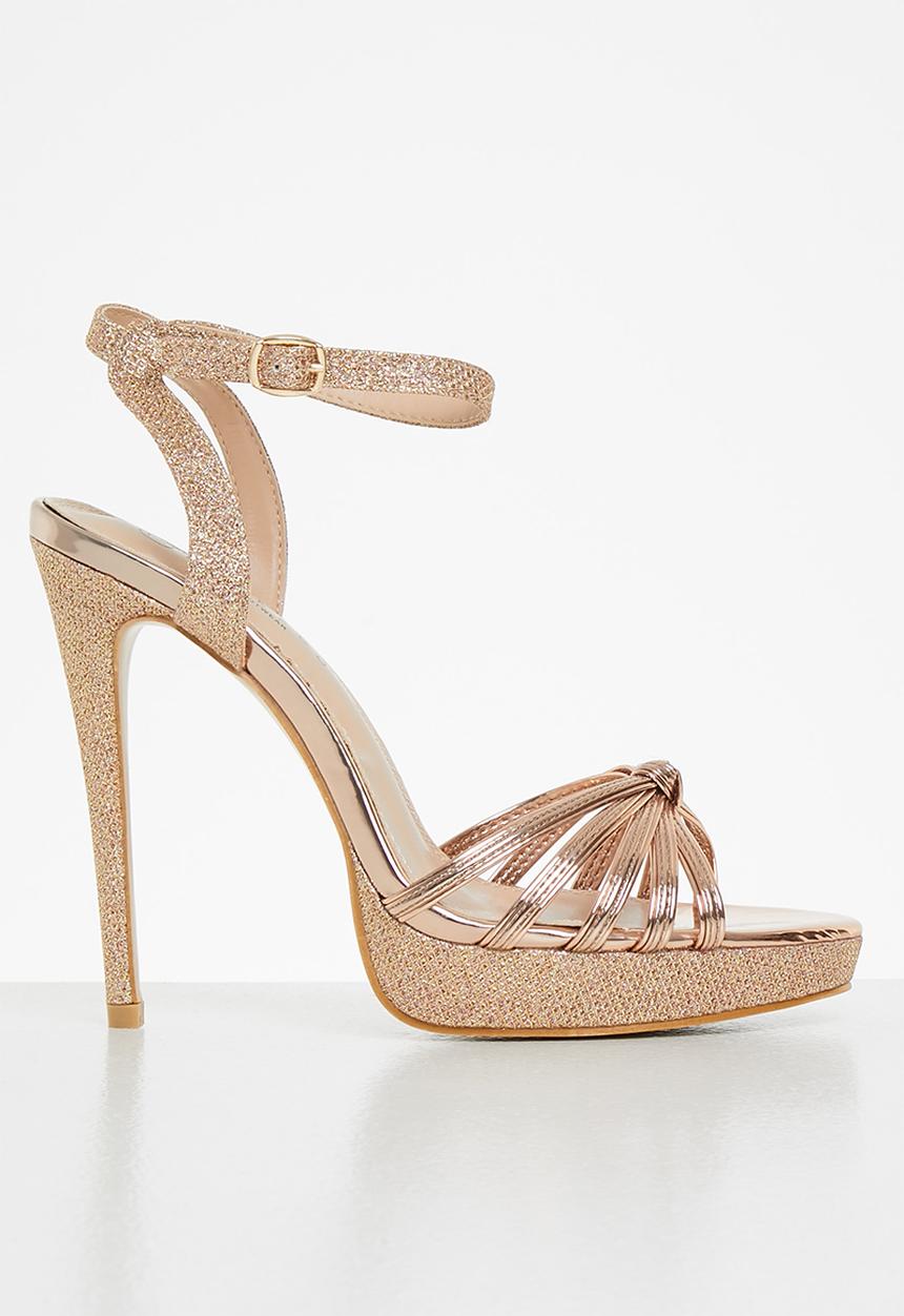 Rock & Co - Tao 1 ankle tie barely there stiletto heel - rose gold