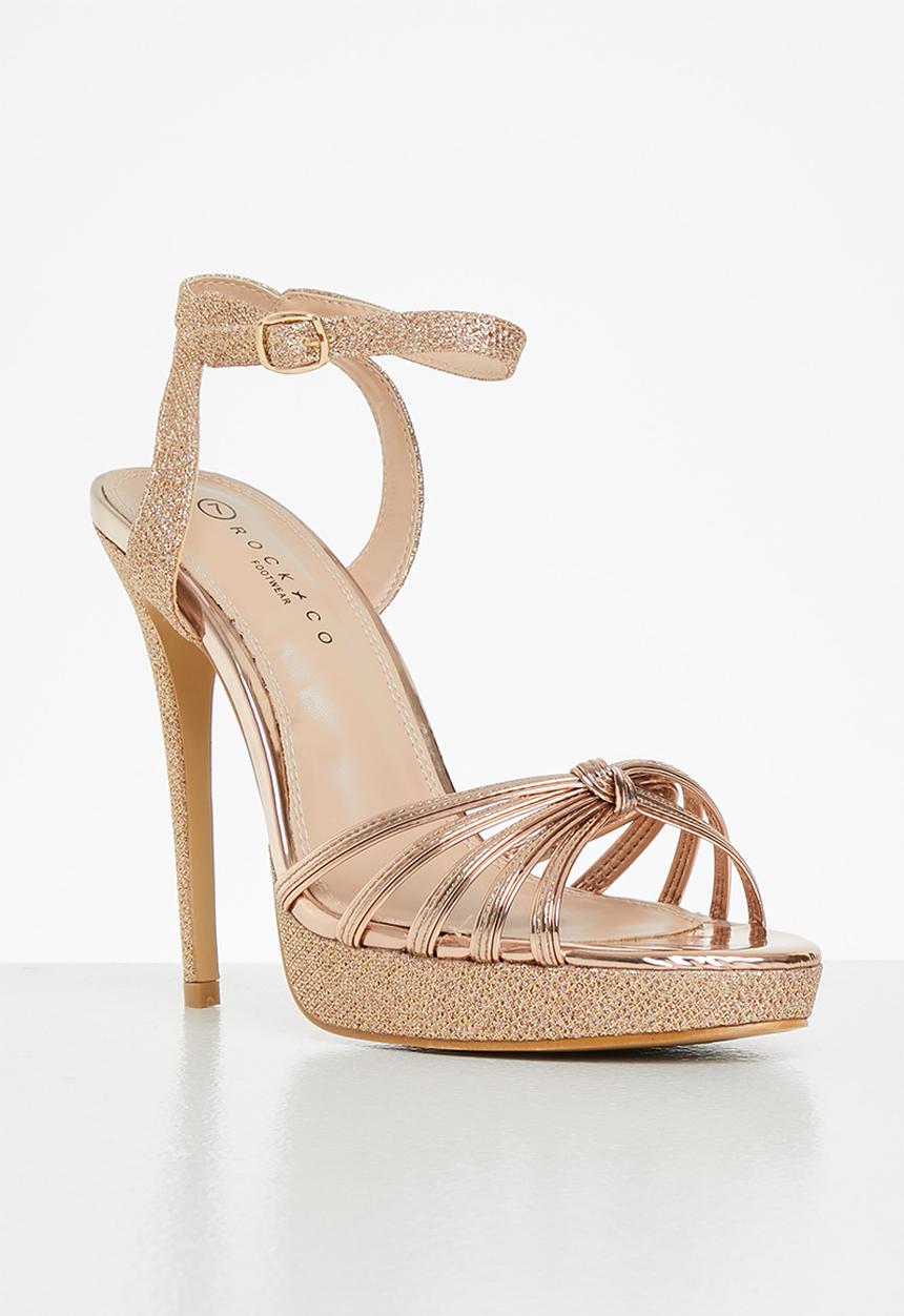 Rock & Co - Tao 1 ankle tie barely there stiletto heel - rose gold
