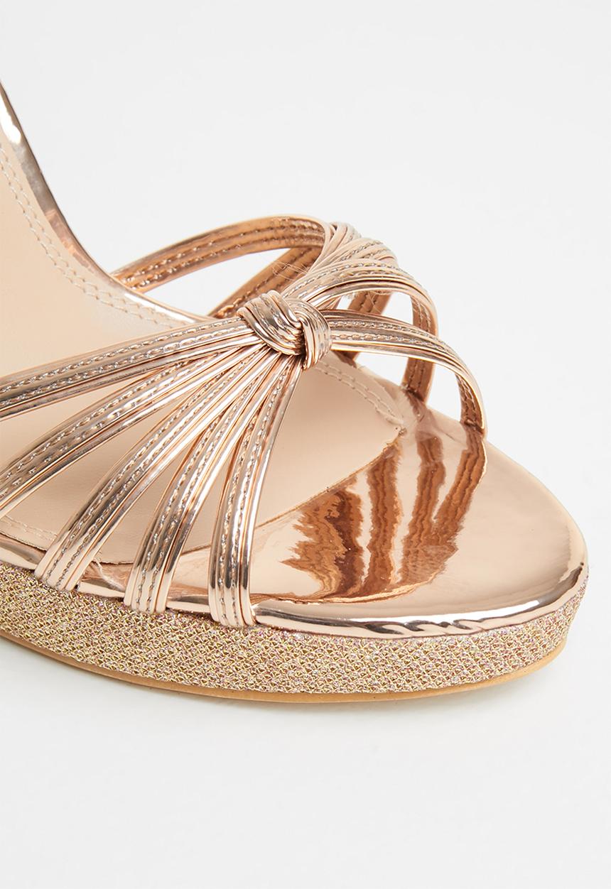 Rock & Co - Tao 1 ankle tie barely there stiletto heel - rose gold