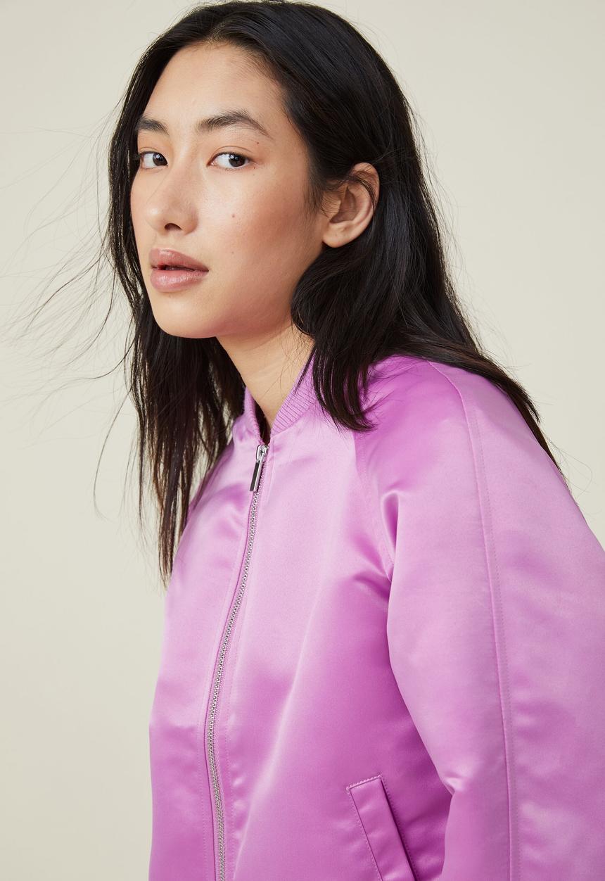 Cotton On - Satin bomber jacket - poppy pink
