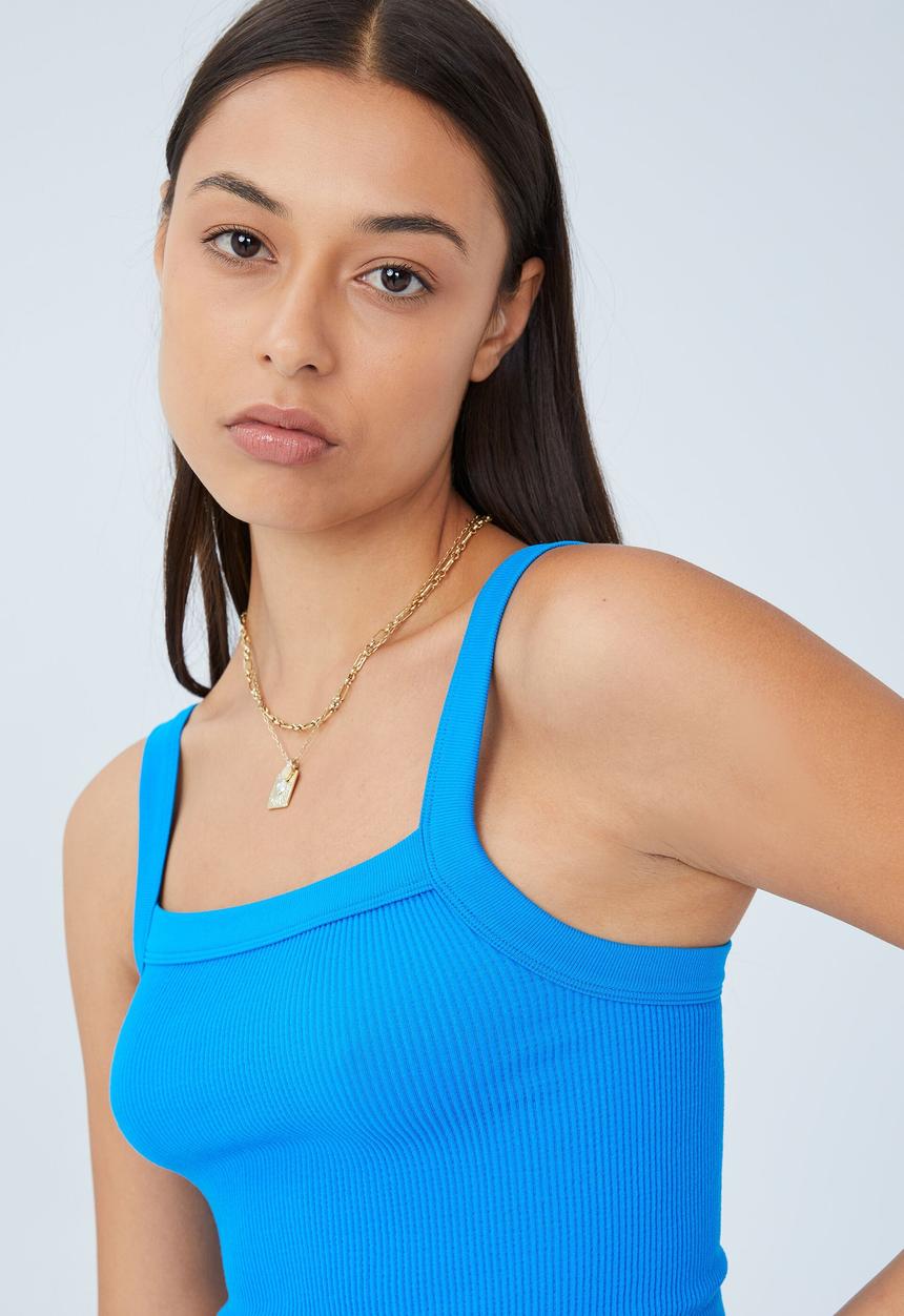 Cotton On - Seamless nelly straight neck tank - electric blue