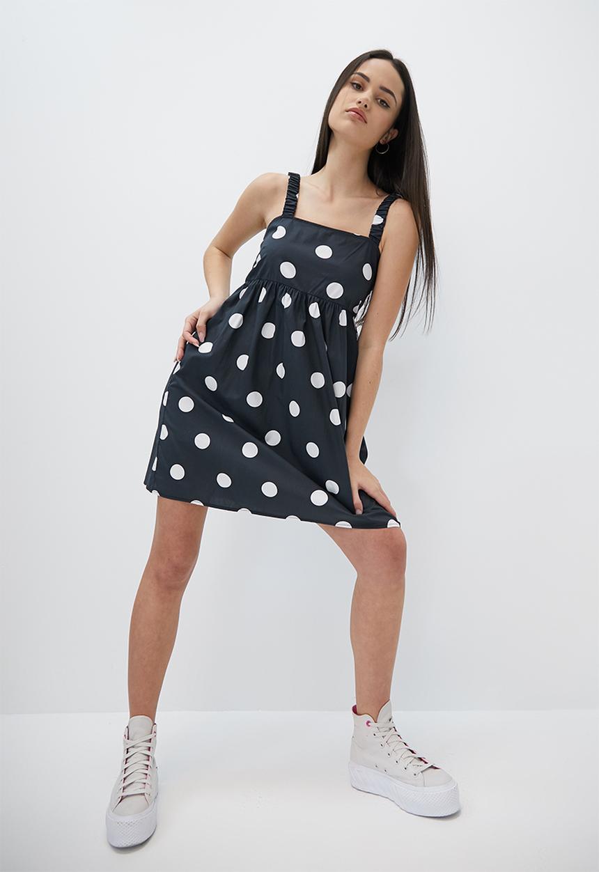 Blake - Babydoll tie back mini dress - black