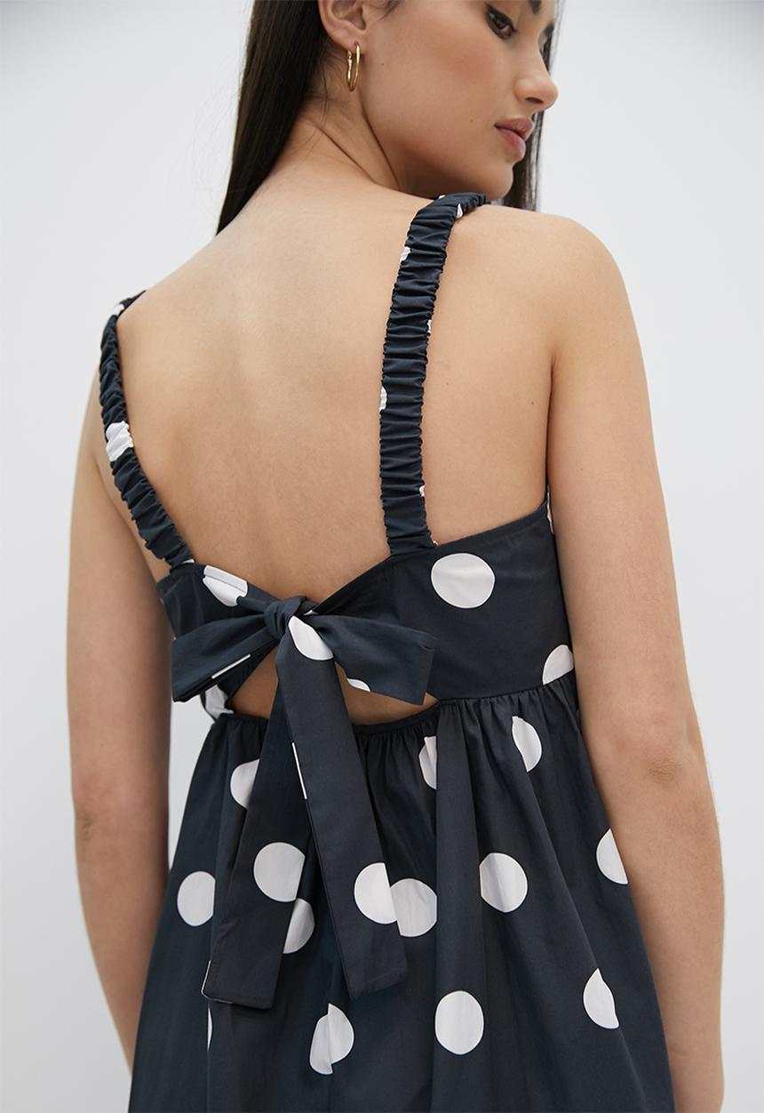Blake - Babydoll tie back mini dress - black