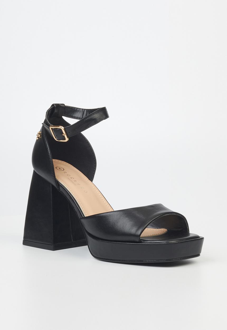 Rock & Co - Naked 2 ankle tie block heel - black