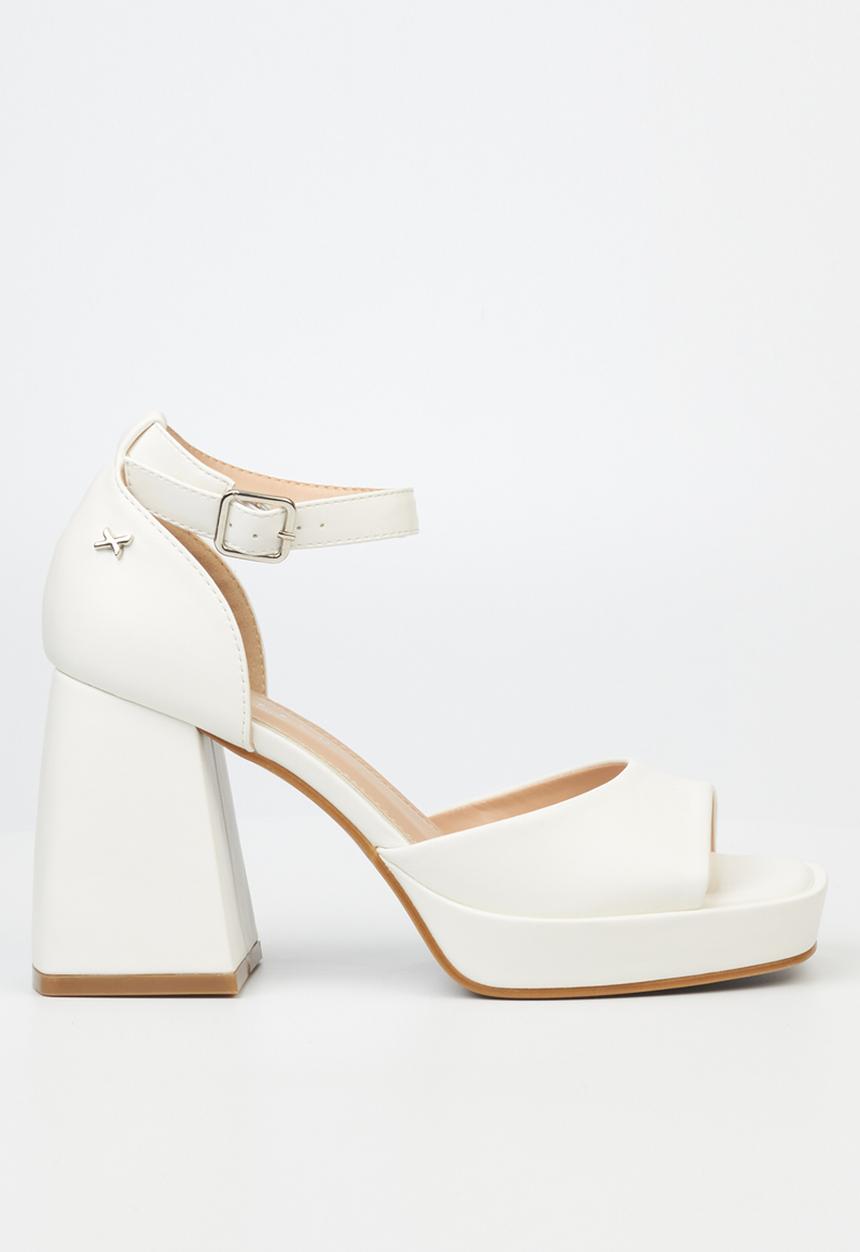 Rock & Co - Naked 2 ankle tie block heel - white