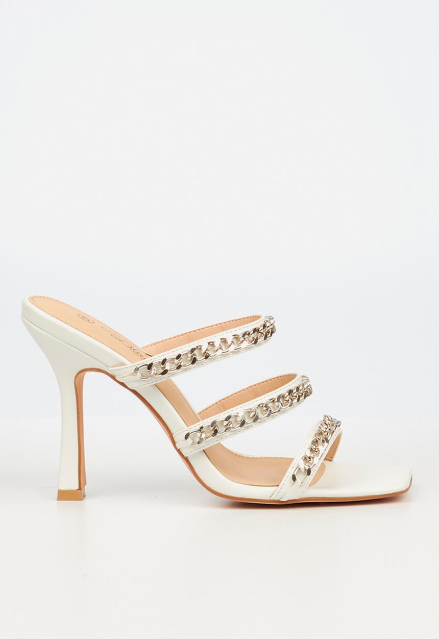 Miss Black - Cider1 stiletto mule heel - white