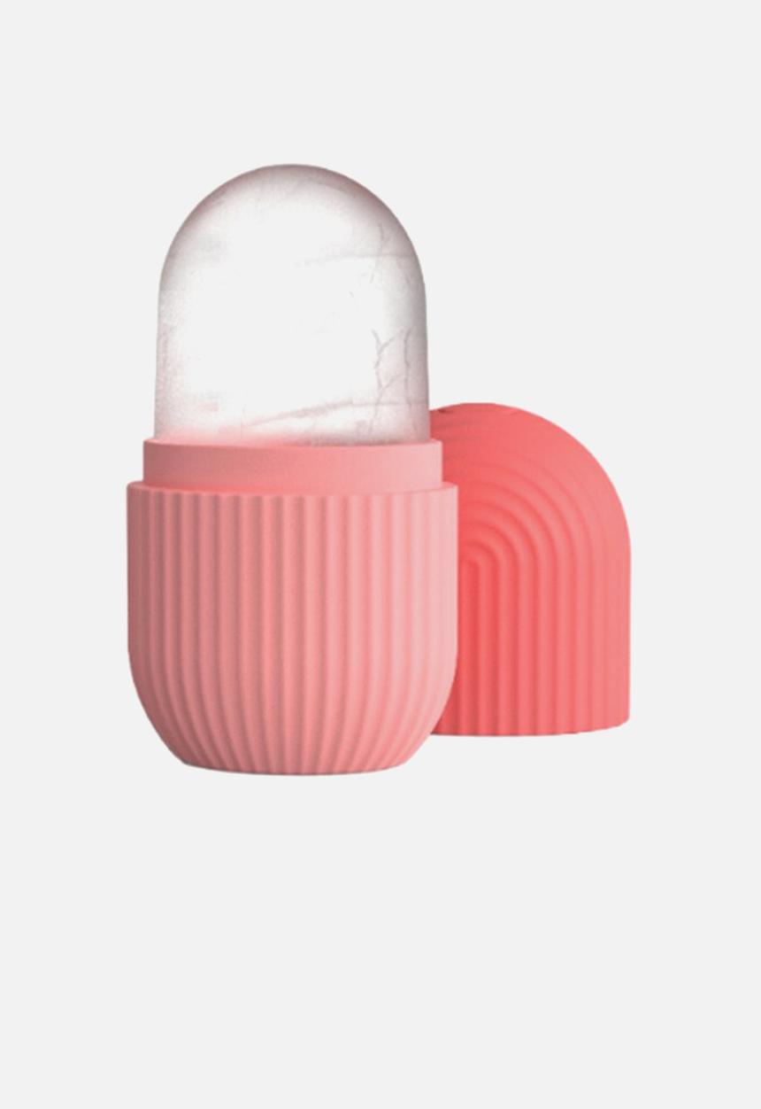 Glam Beauty - Dual-Toned Ribbed Facial Ice Roller - Pink