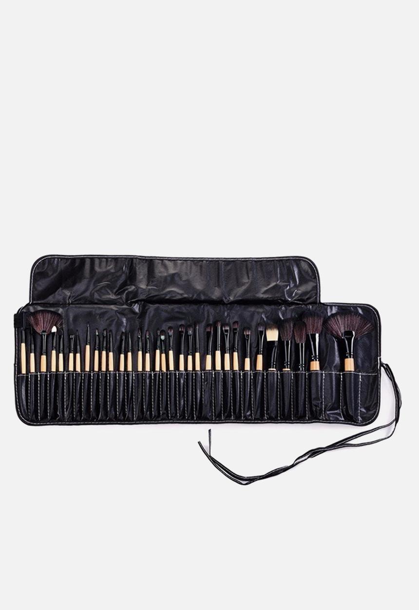 Glam Beauty - Black Make-Up Bag With 32 Bamboo Brushes
