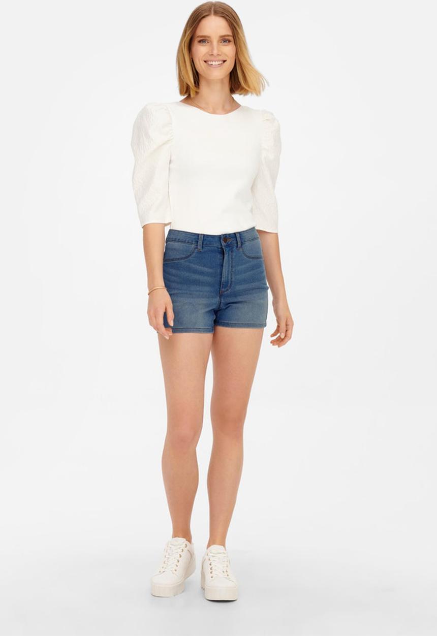 Jacqueline de Yong - Tulga mix denim high mini short - light blue denim