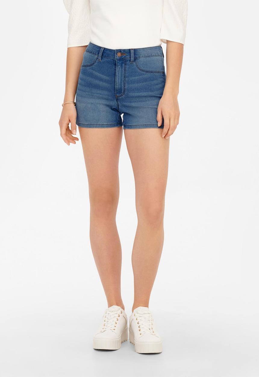 Jacqueline de Yong - Tulga mix denim high mini short - light blue denim