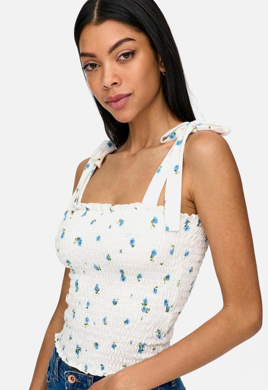 Jacqueline de Yong - Dora dodo strap smock top - cloud dancer