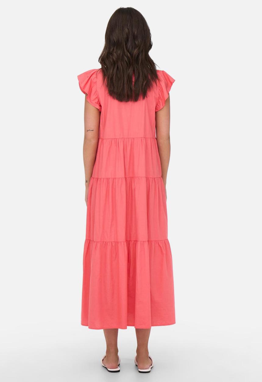 ONLY - Lindsey short sleeve ankle dress - calypso coral