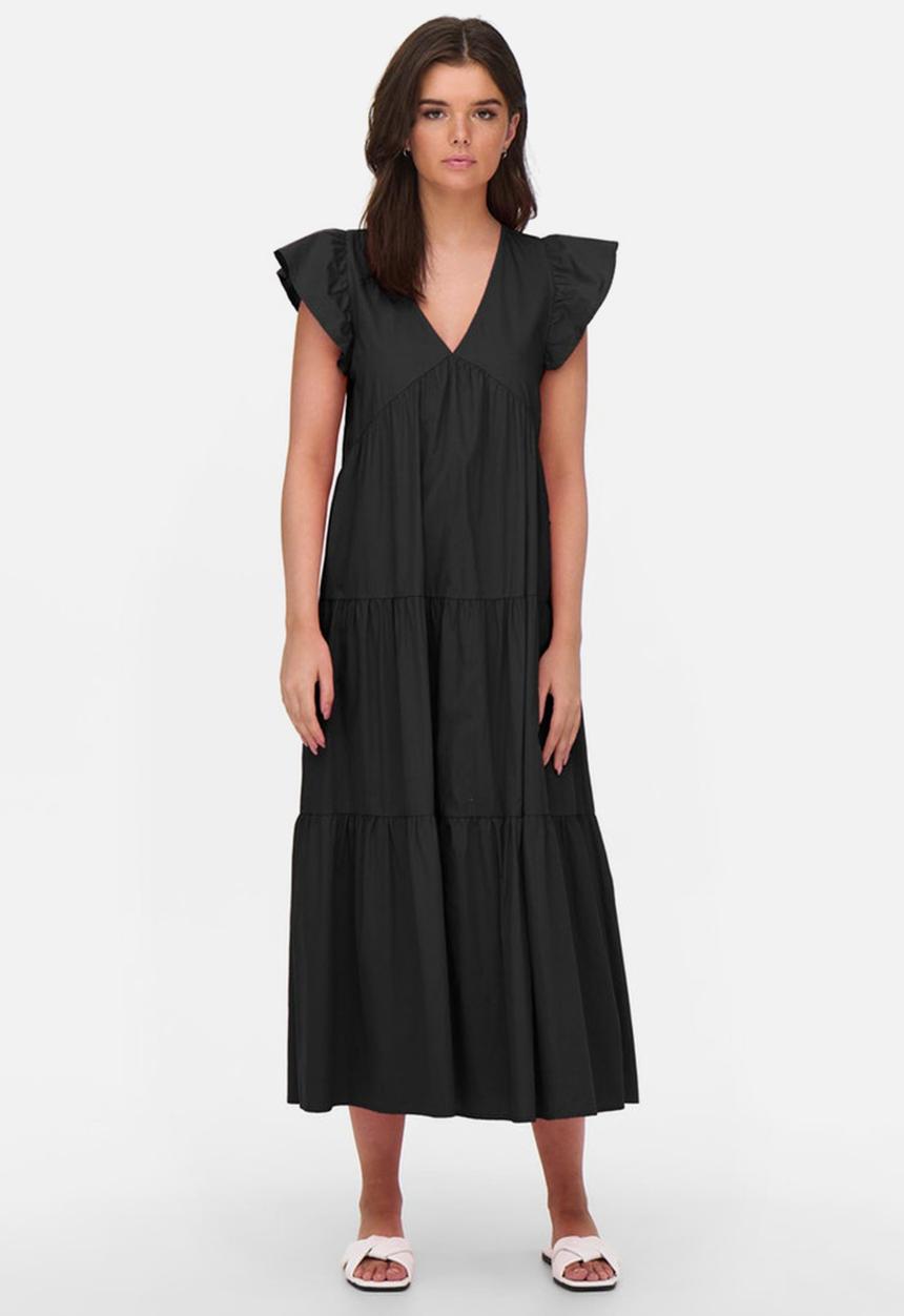 ONLY - Lindsey short sleeve ankle dress - black