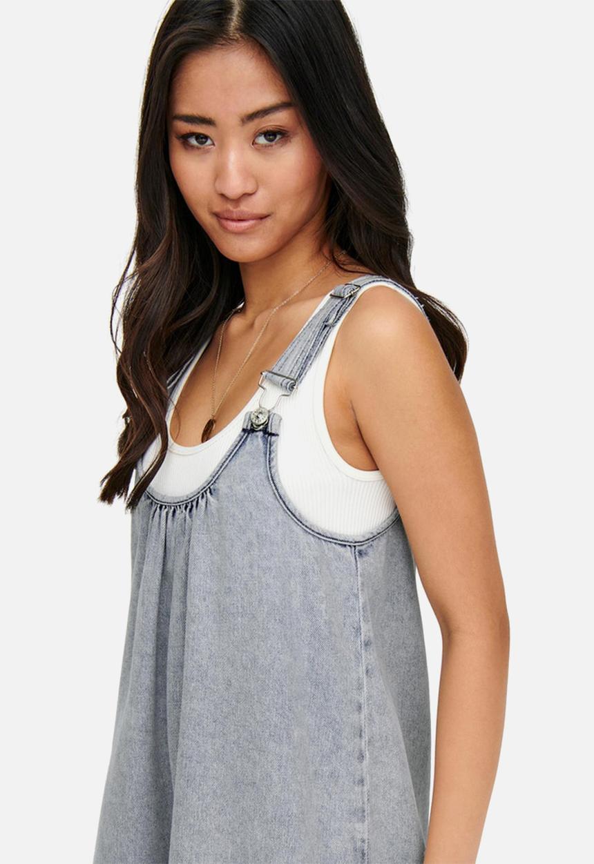 ONLY - Rabia life sleeveless dot denim dress - light blue denim