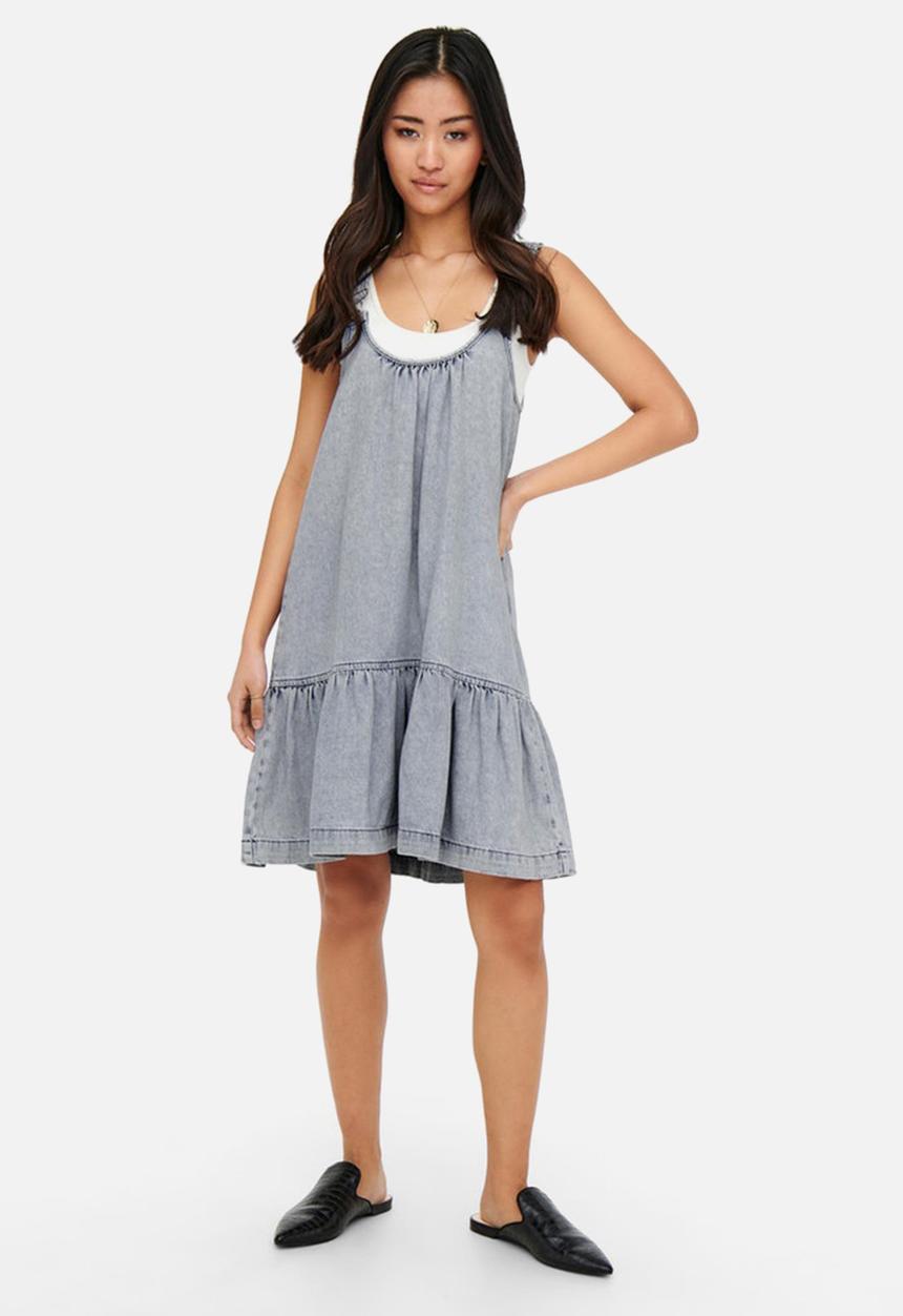 ONLY - Rabia life sleeveless dot denim dress - light blue denim