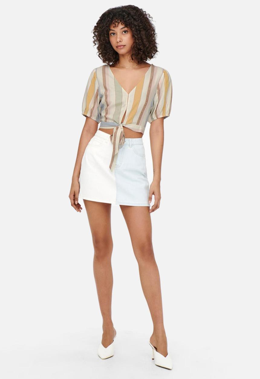ONLY - Tine short sleeve knot top - cashmere blue