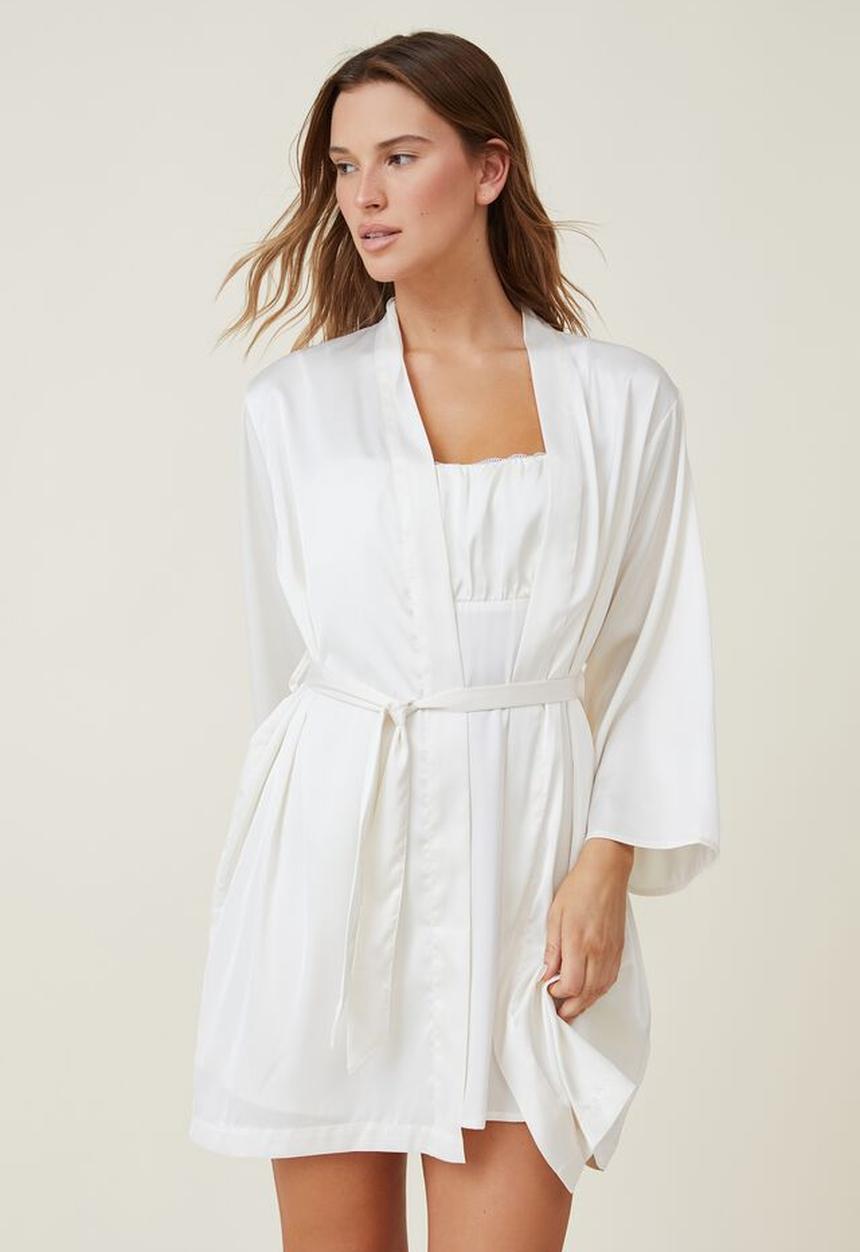 Cotton On - Bridal satin robe - coconut milk