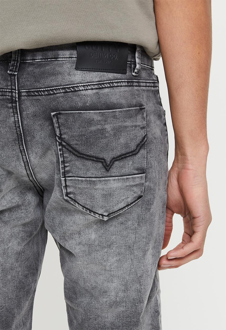 Cutty - Villa regular fit denim short - charcoal