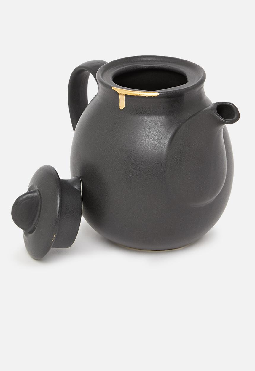 Urchin Art - Calanthea teapot - black & gold