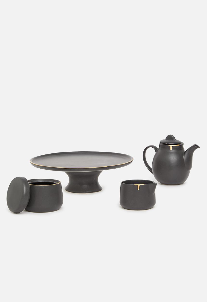 Urchin Art - Calanthea teapot - black & gold