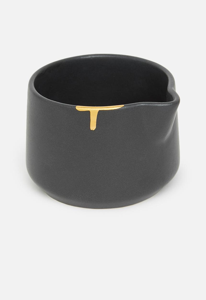 Urchin Art - Calanthea sugar pot and creamer set - black & gold