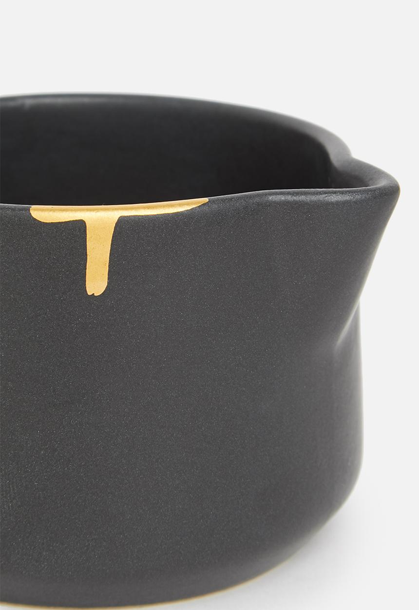 Urchin Art - Calanthea sugar pot and creamer set - black & gold