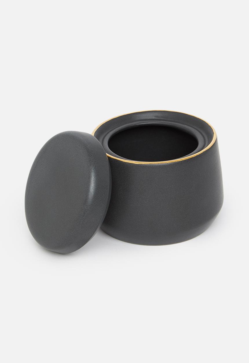 Urchin Art - Calanthea sugar pot and creamer set - black & gold