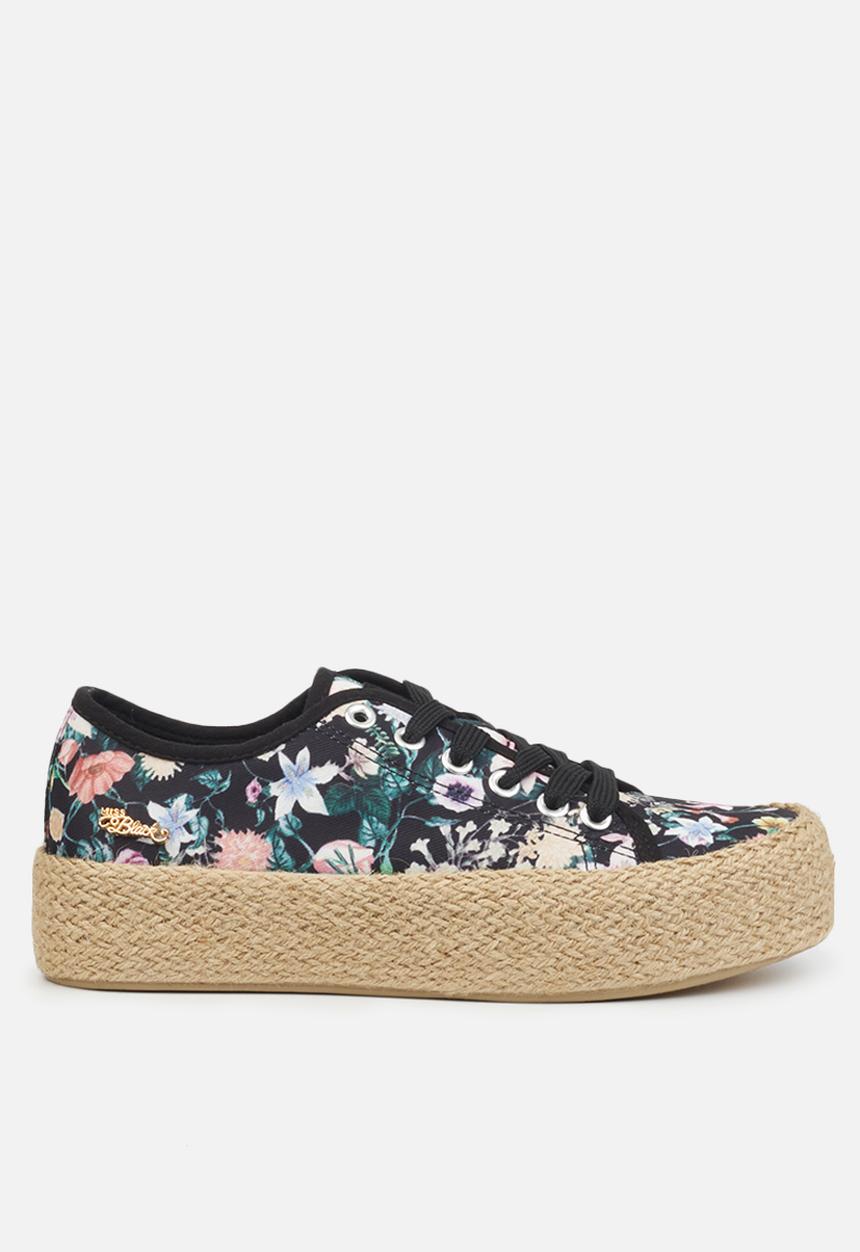 Miss Black - Quebec5 flatform espadrille sneaker - black combo