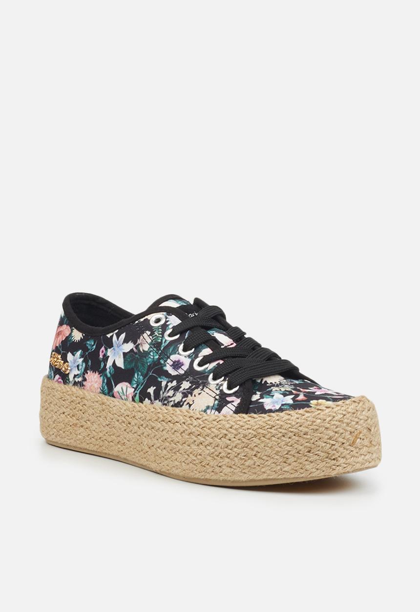 Miss Black - Quebec5 flatform espadrille sneaker - black combo