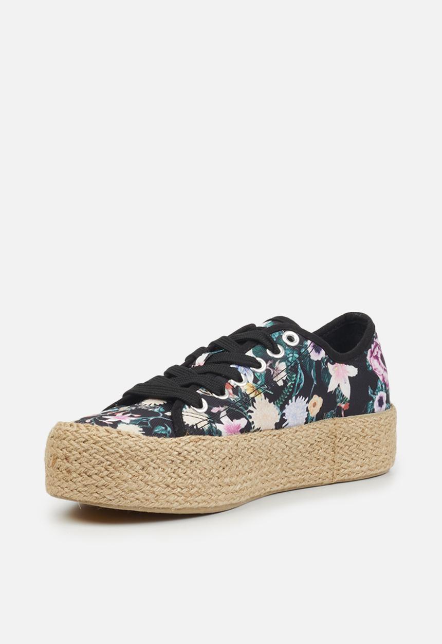 Miss Black - Quebec5 flatform espadrille sneaker - black combo