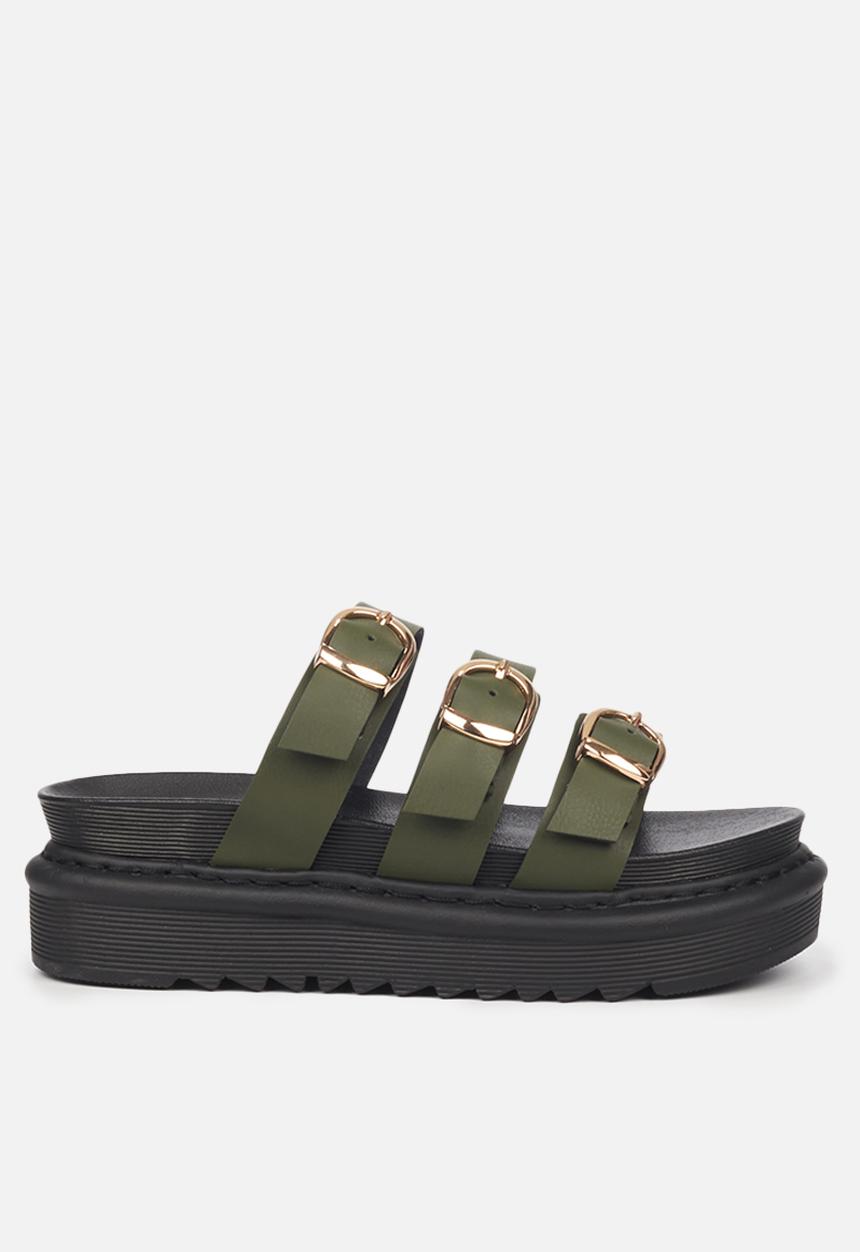 Rock & Co - Rouge 2 chunky flatform slide - olive