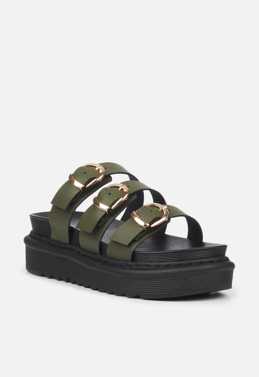 Rock & Co - Rouge 2 chunky flatform slide - olive