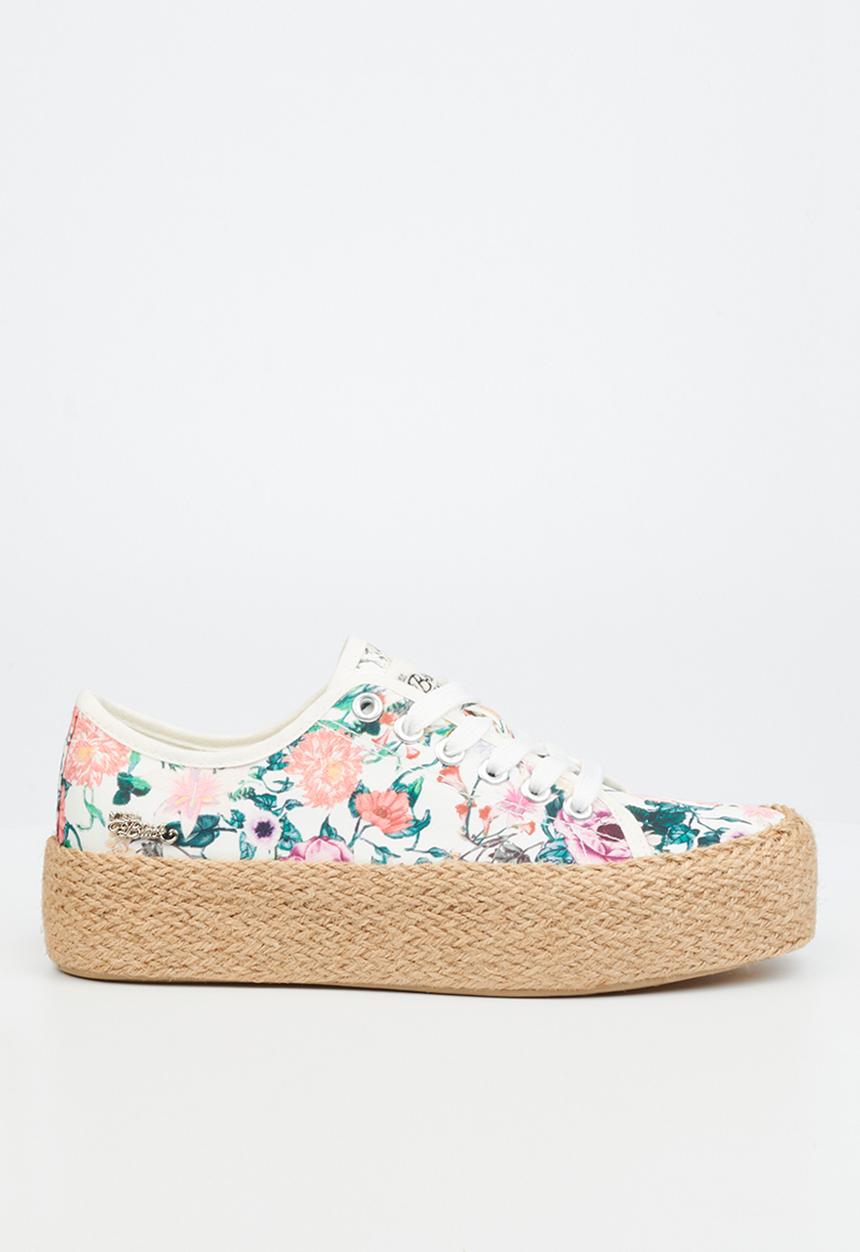 Miss Black - Quebec5 flatform espadrille sneaker - white combo