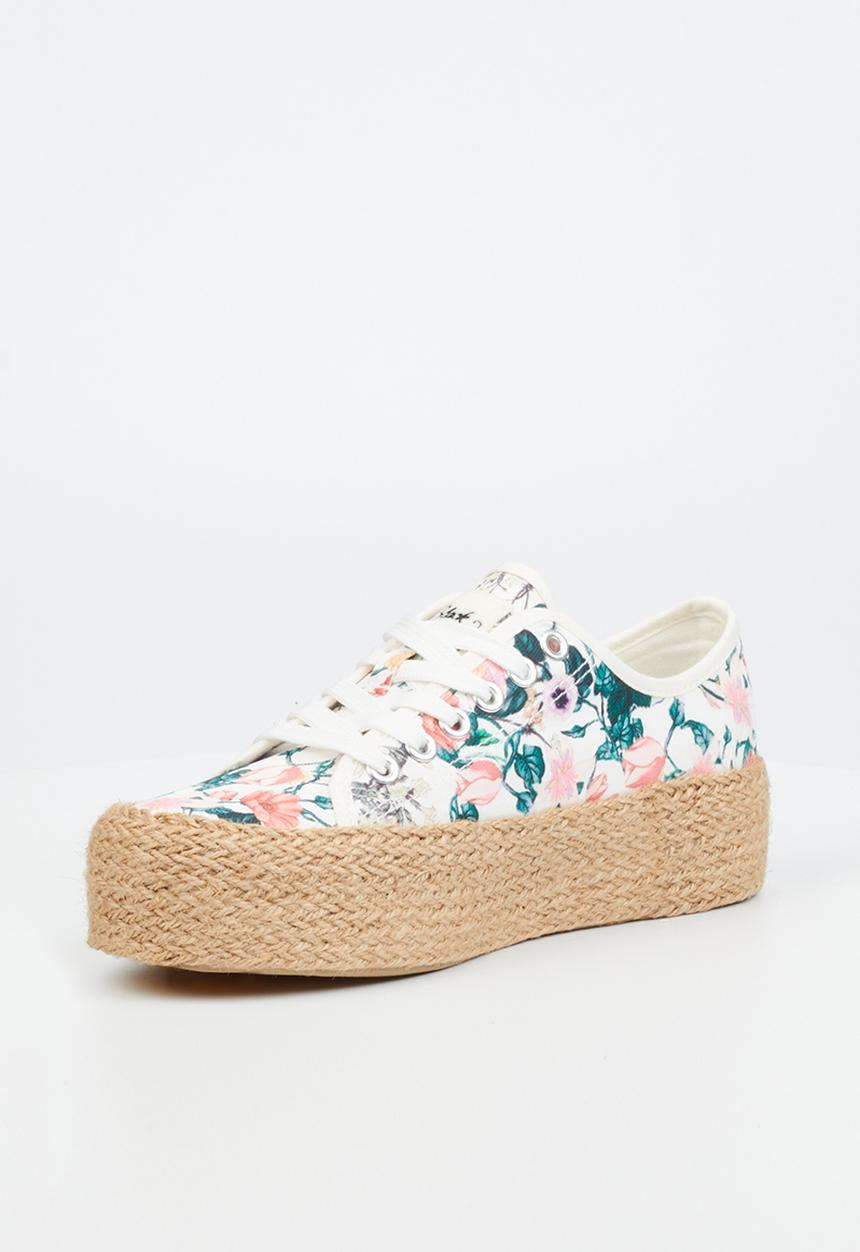 Miss Black - Quebec5 flatform espadrille sneaker - white combo
