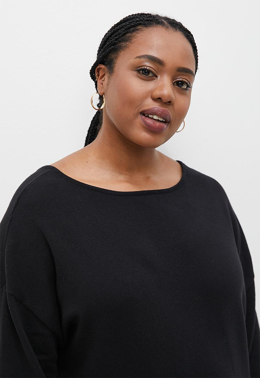 edit Plus - Basic longline v-back jumper - black