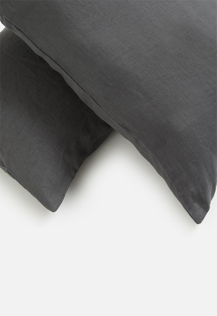 Linen House - Nimes linen pillowcase set - charcoal