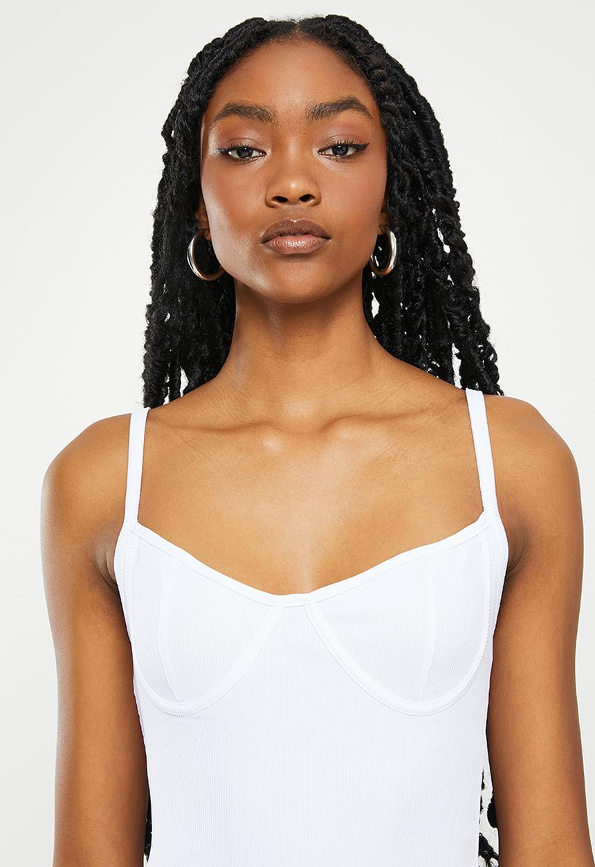 The Lot - Ribbed bodycon dress - white