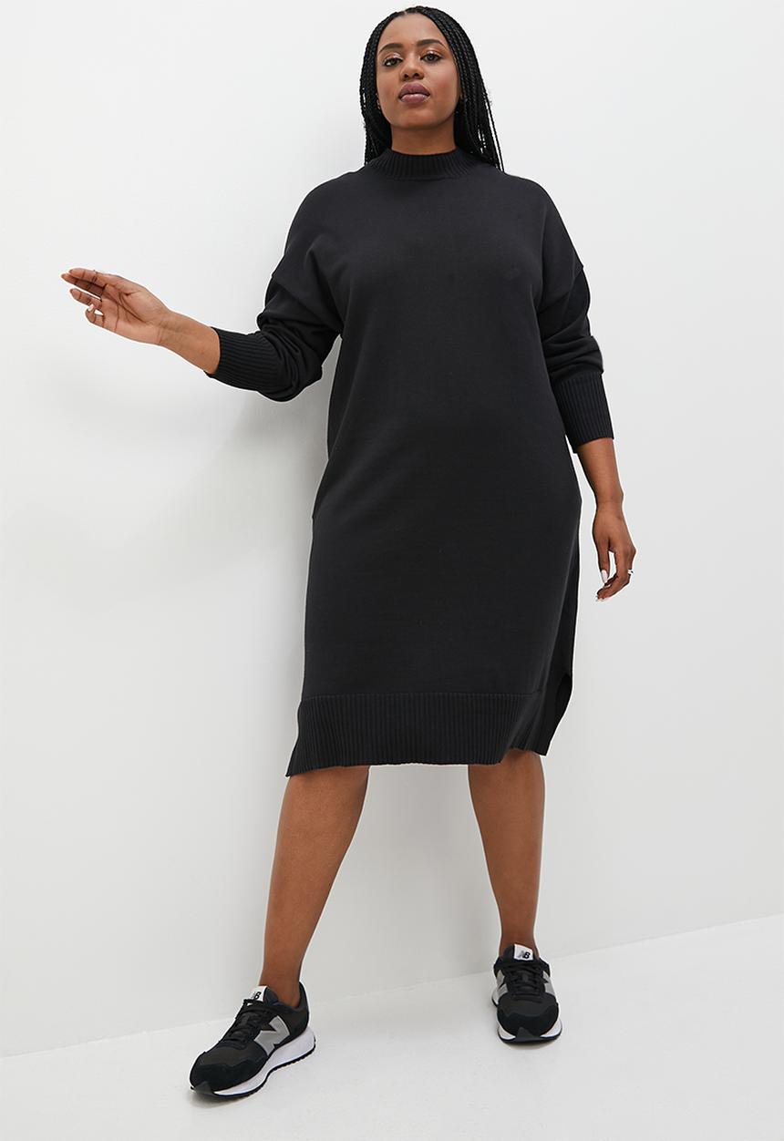 Superbalist - Funnel neck organic cotton tunic dress - black