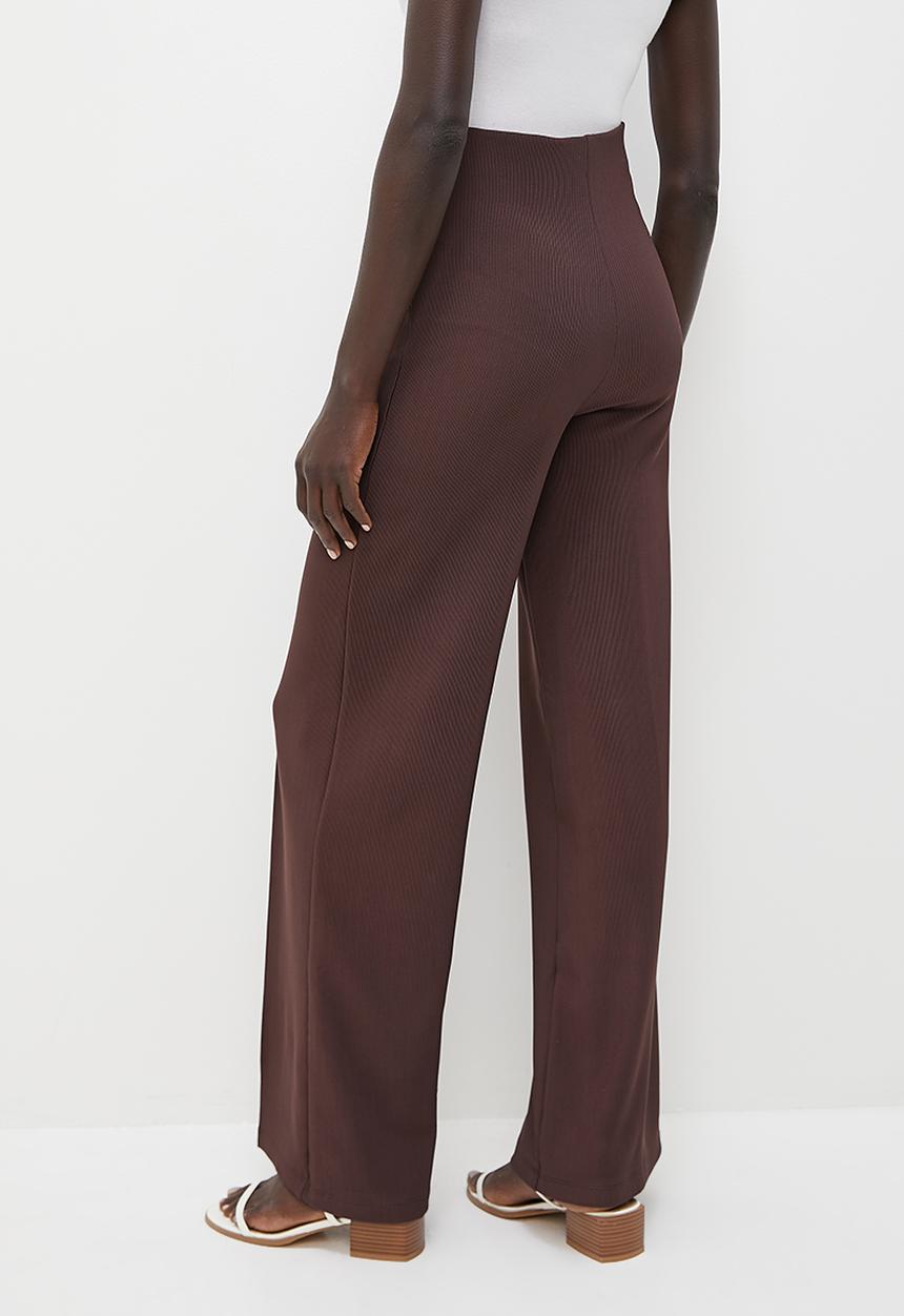 edit - Textured bootleg pants - chocolate