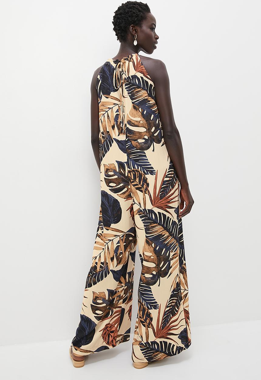 edit - Highneck wide leg jumpsuit - muted foliage