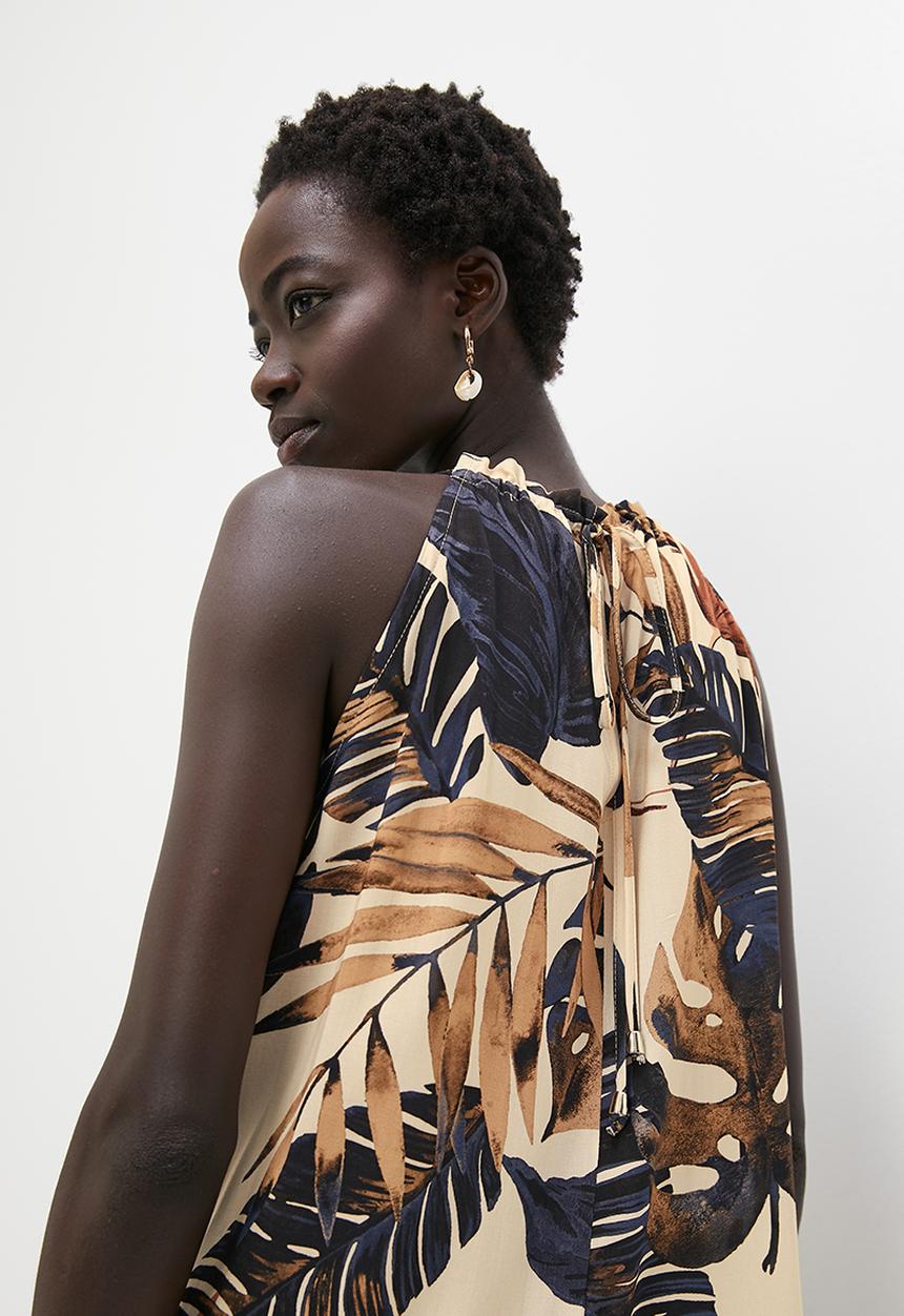 edit - Highneck wide leg jumpsuit - muted foliage